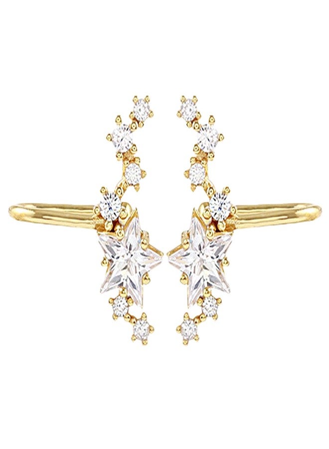 FFZDENA 2Pcs Ear Cuffs Without Piercing, Big Dipper Star Ear Cuffs for Women Fashion, Gold Non Piercing Ear Cuff Earrings, Stylish Chain Earrings for Women, Elegant Gift for Special Occasions - Image 1