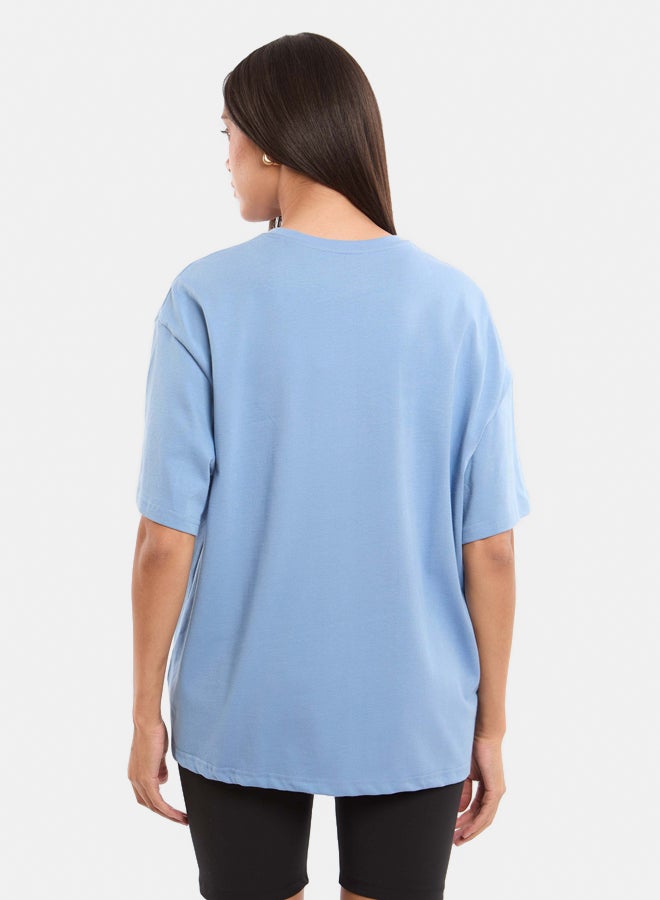 Premoda Women's Oversized T-Shirt Blue  - Image 3