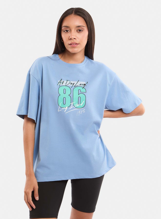 Premoda Women's Oversized T-Shirt Blue  - Image 1