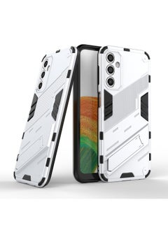 Samsung Galaxy A24 Mobile Case Cover with Hybrid Heavy Duty Protection Shockproof Defender Kickstand Armor Back Cover with Anti-Fingerprint Anti-Scratch Protector White
