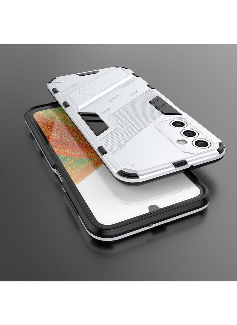 Generic - Samsung Galaxy A24 Mobile Case Cover with Hybrid Heavy Duty Protection Shockproof Defender Kickstand Armor Back Cover with Anti-Fingerprint Anti-Scratch Protector White - Image 1