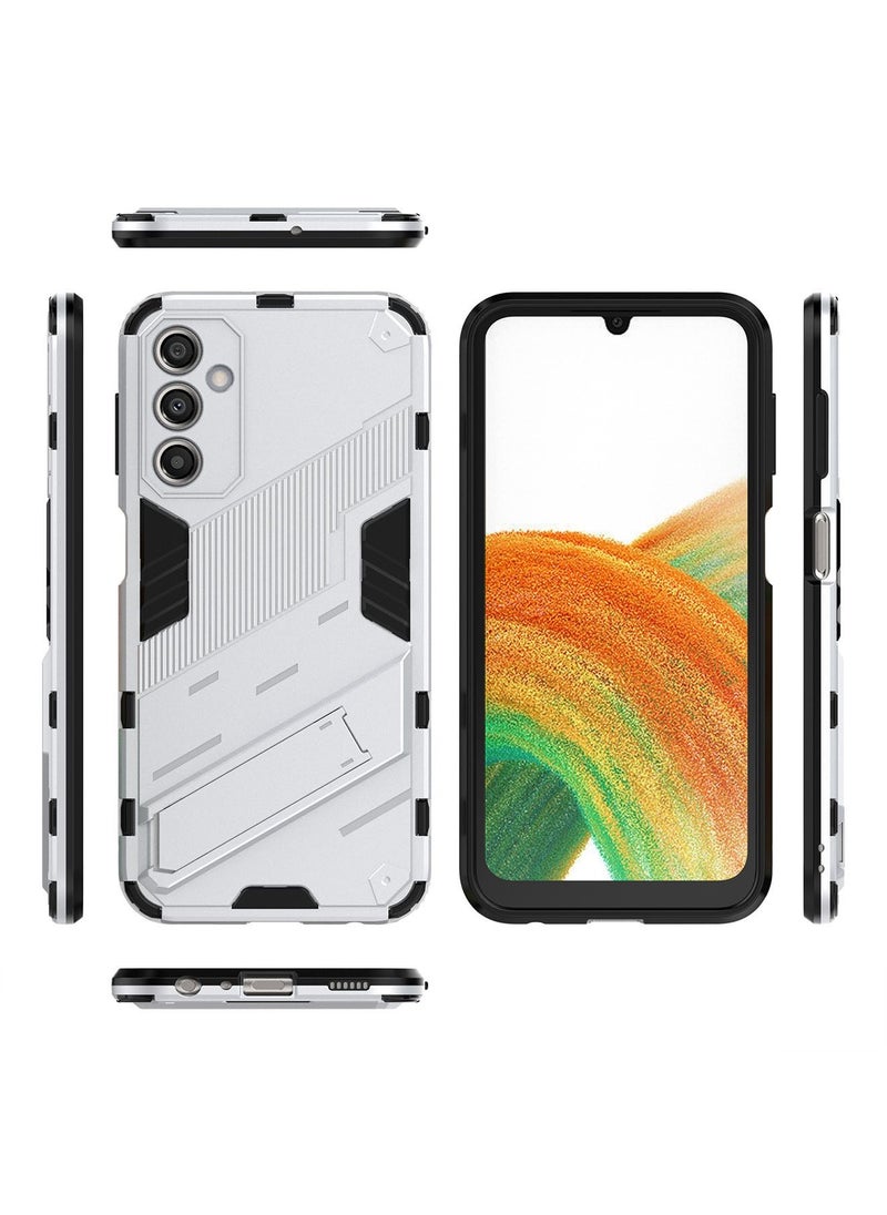 Generic - Samsung Galaxy A24 Mobile Case Cover with Hybrid Heavy Duty Protection Shockproof Defender Kickstand Armor Back Cover with Anti-Fingerprint Anti-Scratch Protector White - Image 1