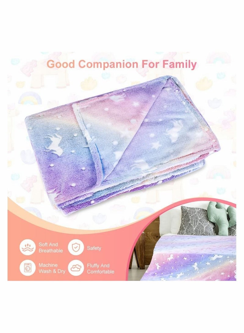 Glow in The Dark Throw Blanket Super Soft Flannel Fleece 100 x 150cm Warm Cozy Furry for Kids Decorated with Stars and Horse Holiday Birthday Gift Girls Boys Teens - Image 5