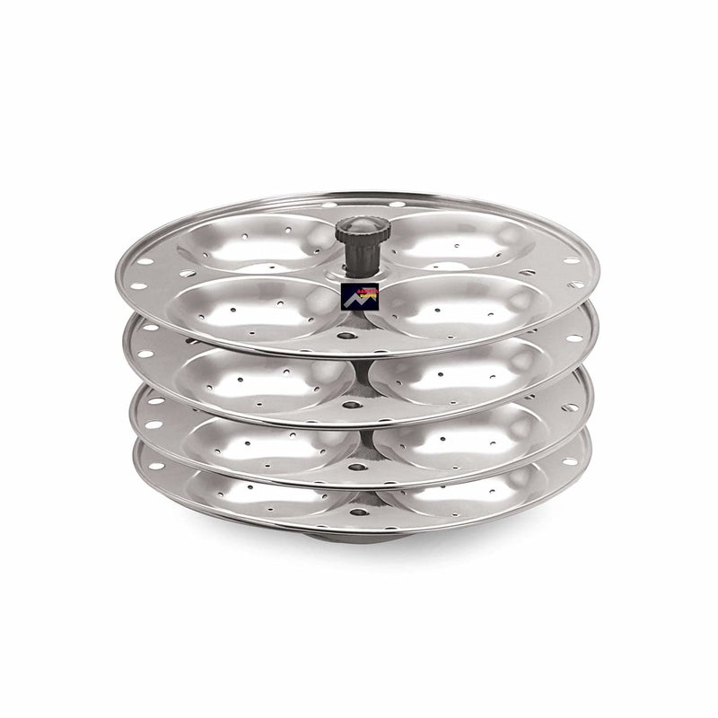 Aashita Shoppe Aashita Shoppe Stainless Steel Idly Stand - 4 Large Plates, Makes 16 Idlies at Once  - Image 1