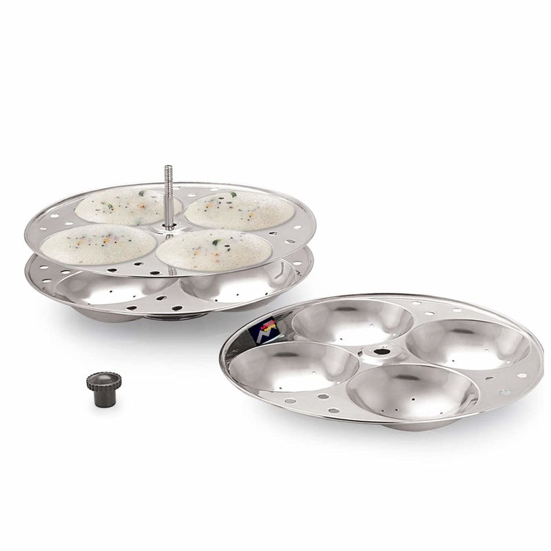 Aashita Shoppe Aashita Shoppe Stainless Steel Idly Stand - 4 Large Plates, Makes 16 Idlies at Once  - Image 4