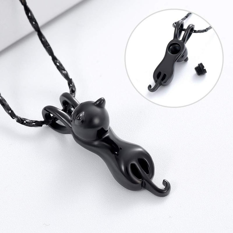 Imrsanl Pet Cremation Jewelry for Ashes Memorial Ash Jewelry Keepsake Cat Urn Pendants for Animal Ashes Necklace (Black) - Image 4