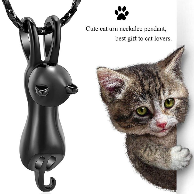 Imrsanl Pet Cremation Jewelry for Ashes Memorial Ash Jewelry Keepsake Cat Urn Pendants for Animal Ashes Necklace (Black) - Image 5
