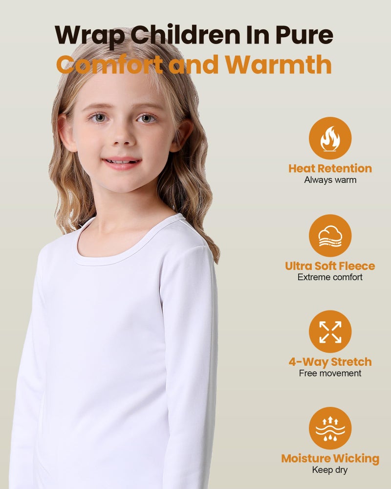 songcode Thermal Underwear for Kids long johns, Girls Thermal Underwear Set for Skiing, Kids Long Underwear Base Layer Winter Pink - Image 2