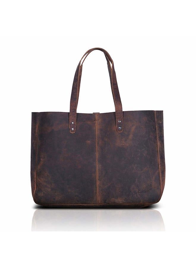 Komalc Genuine Soft Buffalo Leather Tote Bag Elegant Shopper Shoulder BagSALE - Image 1