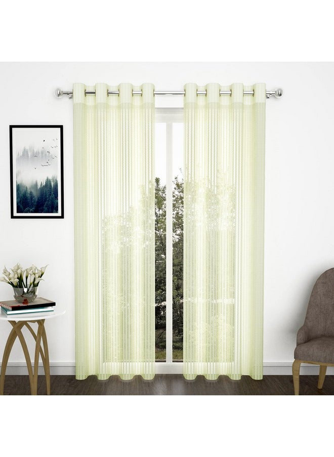 Story@Home Story@Home Transparent Curtains Long Door Curtains 9 Feet Set of 4, Polyester Zig Zag Print Sheer Net Curtain | Curtains for Living Room, Bedroom, Hall, Balcony, 118 x 275 cm, Cream  - Image 1