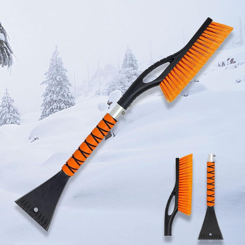 Wewymewo Snow Brush and Ice Scraper, 27'' Detachable Car Snow Brush with Ergonomic Foam Grip, Ice Scrapers for Car Windshield, Snow Removal Tool for Cars, SUVs, Trucks - Image 1
