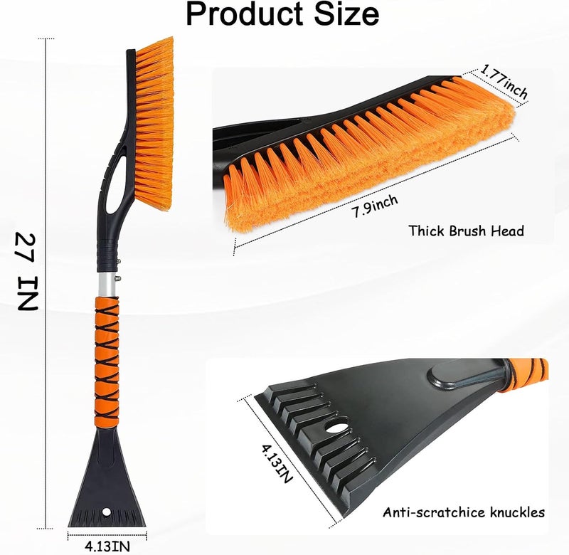 Wewymewo Snow Brush and Ice Scraper, 27'' Detachable Car Snow Brush with Ergonomic Foam Grip, Ice Scrapers for Car Windshield, Snow Removal Tool for Cars, SUVs, Trucks - Image 2
