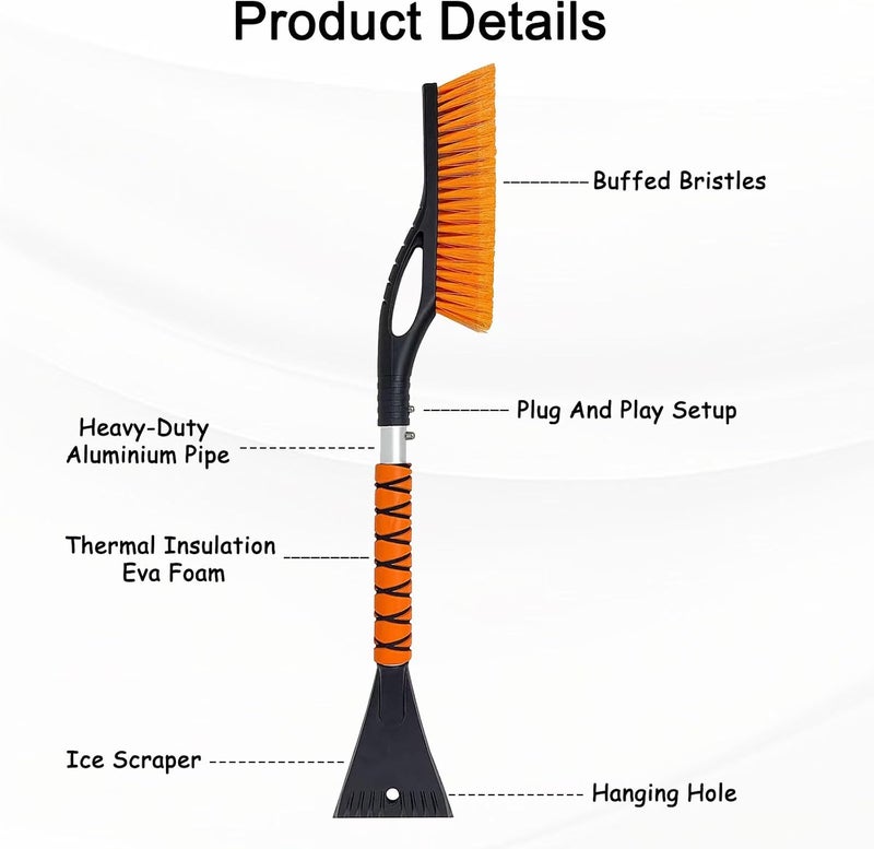 Wewymewo Snow Brush and Ice Scraper, 27'' Detachable Car Snow Brush with Ergonomic Foam Grip, Ice Scrapers for Car Windshield, Snow Removal Tool for Cars, SUVs, Trucks - Image 4