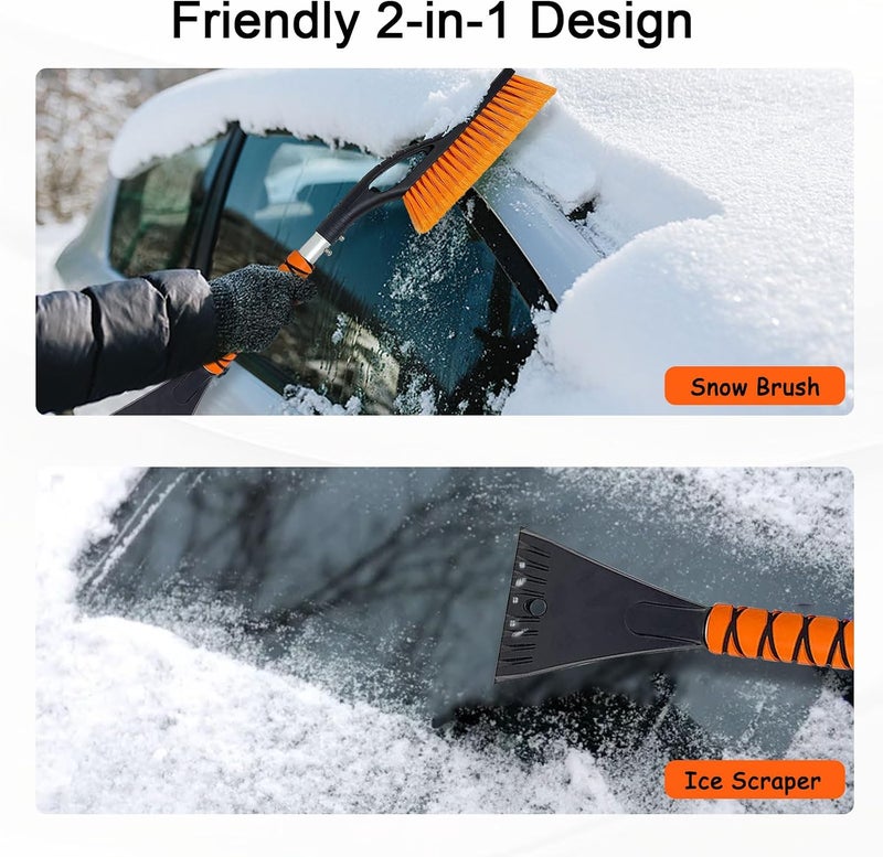 Wewymewo Snow Brush and Ice Scraper, 27'' Detachable Car Snow Brush with Ergonomic Foam Grip, Ice Scrapers for Car Windshield, Snow Removal Tool for Cars, SUVs, Trucks - Image 3