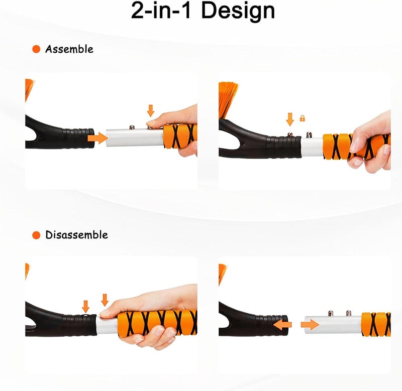 Wewymewo Snow Brush and Ice Scraper, 27'' Detachable Car Snow Brush with Ergonomic Foam Grip, Ice Scrapers for Car Windshield, Snow Removal Tool for Cars, SUVs, Trucks - Image 5