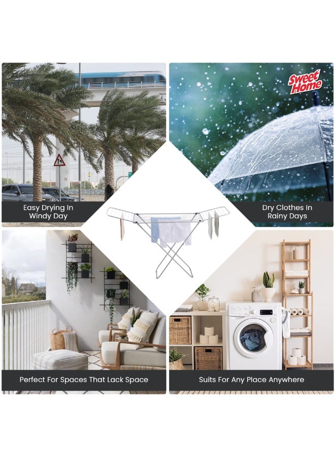 Sweet Home Clothes Drying Rack Compact & Portable Laundry Clothes Drying Rack Indoor Clothes Drying Rack Collapsible for Storage - Large Capacity - Image 4