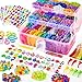 INSCRAFT 17500 Rubber Loom Bands with 3 Layer Pink Container 28 Colors 600 SClips 352 Beads 40 Cartoon Pendant Bracelet Making Refill Kit for Kids - Image 3
