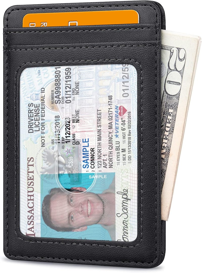 Buffway Mens Slim Wallet, Minimalist Thin Front Pocket Leather Credit Card Holder with RFID Blocking for Work Travel - Image 2