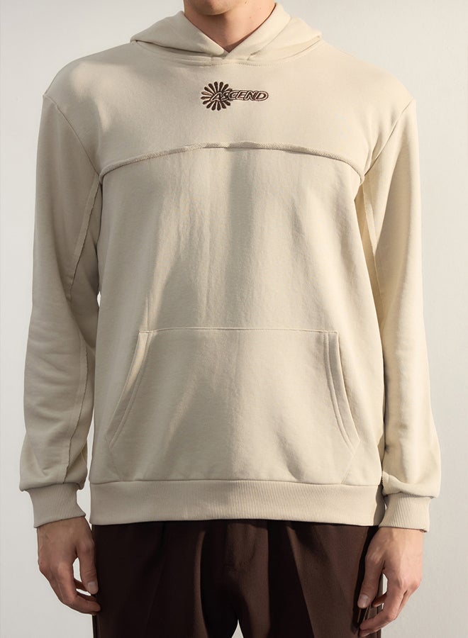 trendyol Beige Premium Regular/Normal Cut Stitching Detailed Embroidered Unshaded Sweatshirt - Image 4