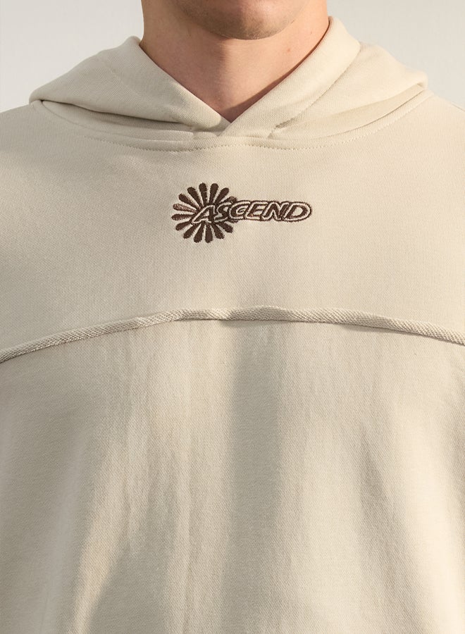 trendyol Beige Premium Regular/Normal Cut Stitching Detailed Embroidered Unshaded Sweatshirt - Image 3