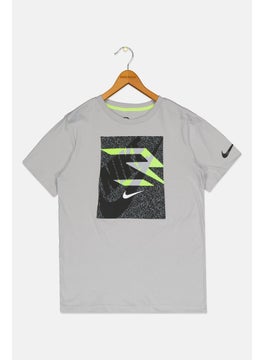 Kids Boy Sportswear Fit Graphic Print Outdoor T-Shirt, Grey