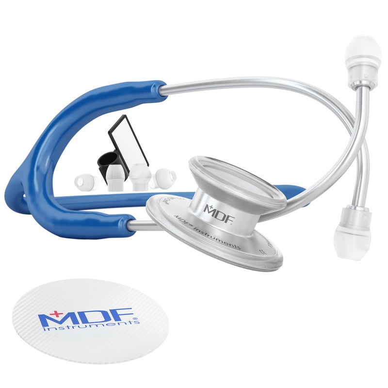 MDF Instruments MD One Stainless Steel Stethoscope Adult Royal Blue Tube Silver ChestpiecesHeadset MDF77710 - Image 2