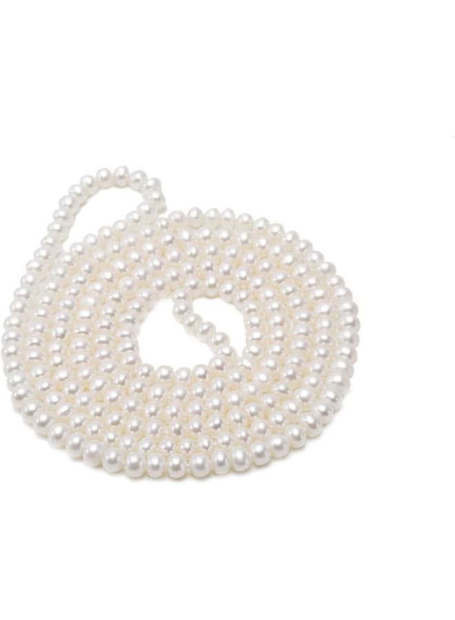 JYXJEWELRY Elegant Women Long Sweater Necklace 6-7mm Flat Round Tiny White Freshwater Pearl Necklace for Women 47in  - Image 1