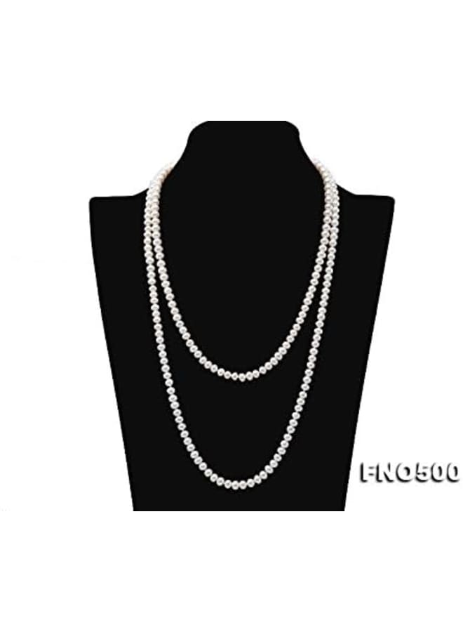 JYXJEWELRY Elegant Women Long Sweater Necklace 6-7mm Flat Round Tiny White Freshwater Pearl Necklace for Women 47in  - Image 2