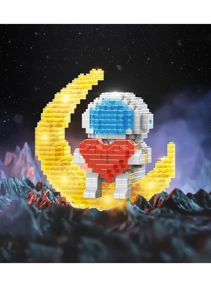 Excefore Astronaut Mini Building Blocks Micro Blocks Cool Small Toys with Led Lighting Kit Astronaut Micro Block Model Set Gift for Kids or Adults Space Toy Puzzle Assembling Toys (378 PCS) - Image 1