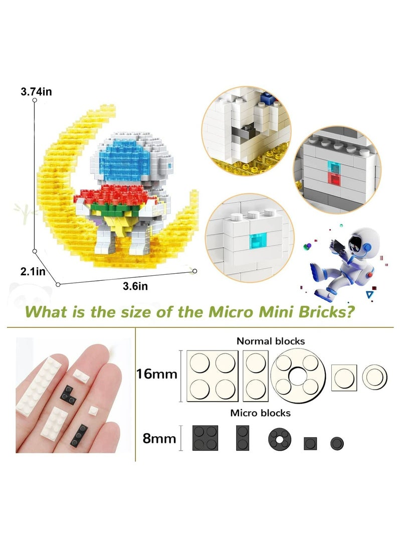 Excefore Astronaut Mini Building Blocks Micro Blocks Cool Small Toys with Led Lighting Kit Astronaut Micro Block Model Set Gift for Kids or Adults Space Toy Puzzle Assembling Toys (378 PCS) - Image 3