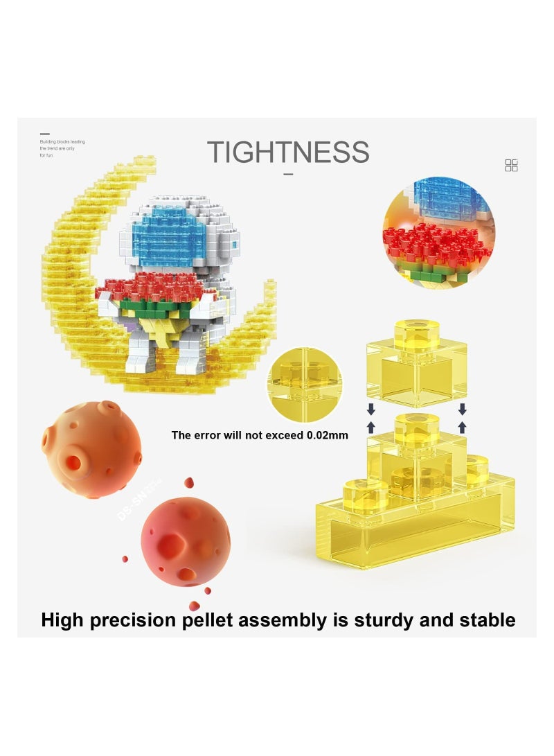 Excefore Astronaut Mini Building Blocks Micro Blocks Cool Small Toys with Led Lighting Kit Astronaut Micro Block Model Set Gift for Kids or Adults Space Toy Puzzle Assembling Toys (378 PCS) - Image 5