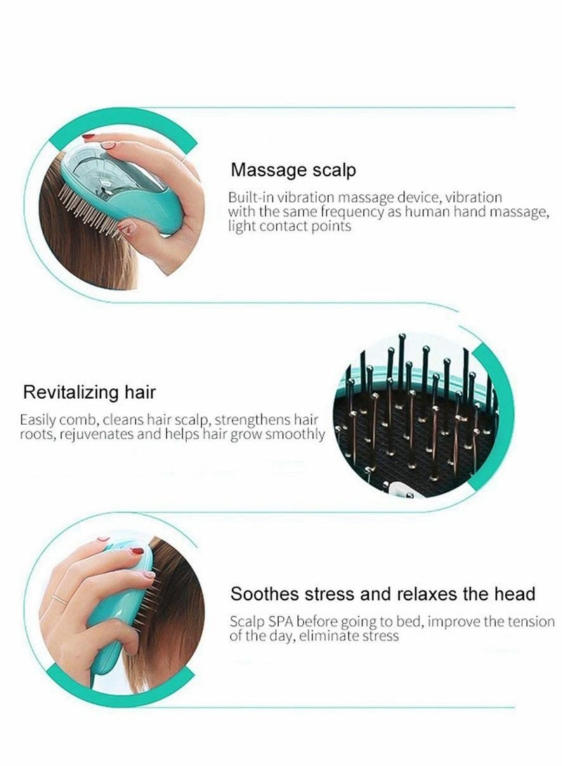 Excefore Ionic Hair Brush, Electric Portable Negative Ion Hair Brush Massage Comb, Professional Wet Brush Comb Detangling Hair Comb Vibration Massage Hair Comb For All Hair Types, Green - Image 2