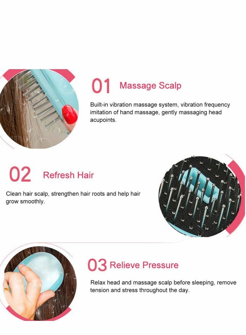 Excefore Ionic Hair Brush, Electric Portable Negative Ion Hair Brush Massage Comb, Professional Wet Brush Comb Detangling Hair Comb Vibration Massage Hair Comb For All Hair Types, Green - Image 3