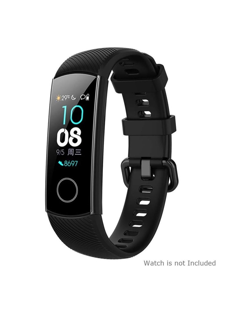 Generic Silicone Wristband For Huawei Honor Band 4/Band 5 Smart Watch Replacement Bracelet Strap -Black - Image 1
