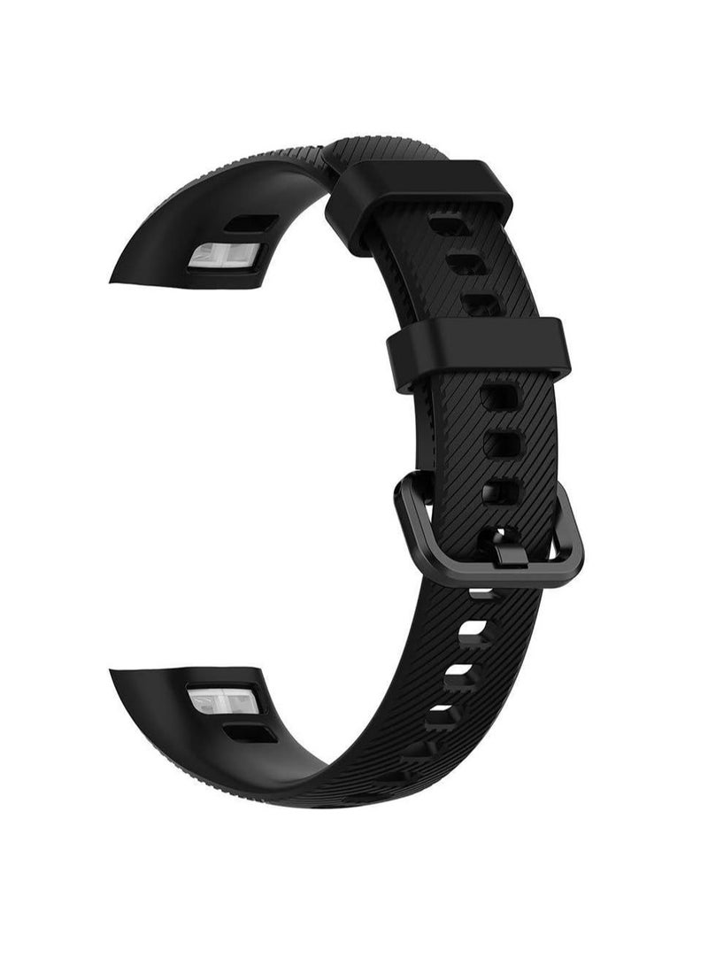 Generic Silicone Wristband For Huawei Honor Band 4/Band 5 Smart Watch Replacement Bracelet Strap -Black - Image 2
