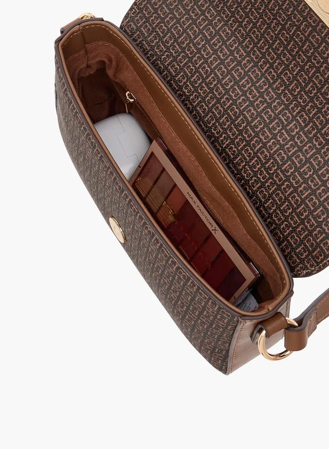 Flora Bella By Shoexpress Women Monogram Print Shoulder Bag with Magnetic Button Closure