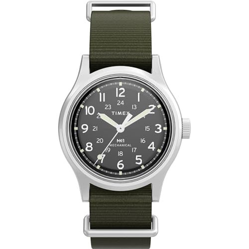 TIMEX ساعة Timex للرجال Mk1 36 مم بحزام أخضر وقرص أسود وعلبة من الفولاذ المقاوم للصدأ - Image 1