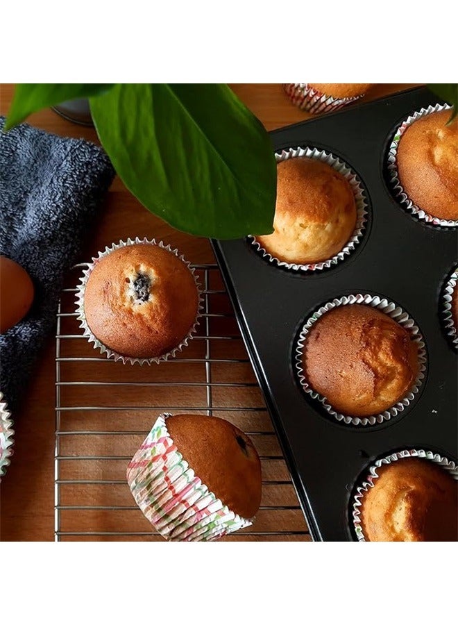 24 Grid Mini Cup Cake Mould Black 35X26.5cm，24-Cup Non-Stick Muffins Pan Round Cupcake Tins Baking Pan Bakeware Carbon Steel Cake Molds for Baking, Making Muffins Cakes, Bread, Cupcakes - Image 5
