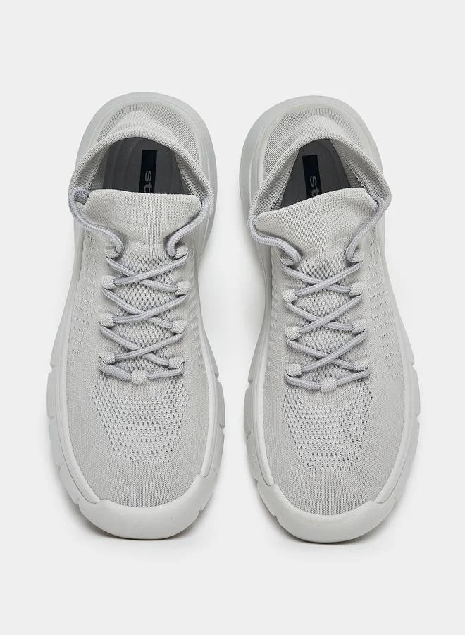 Styli Textured Chunky Sole Lace Up Sneakers