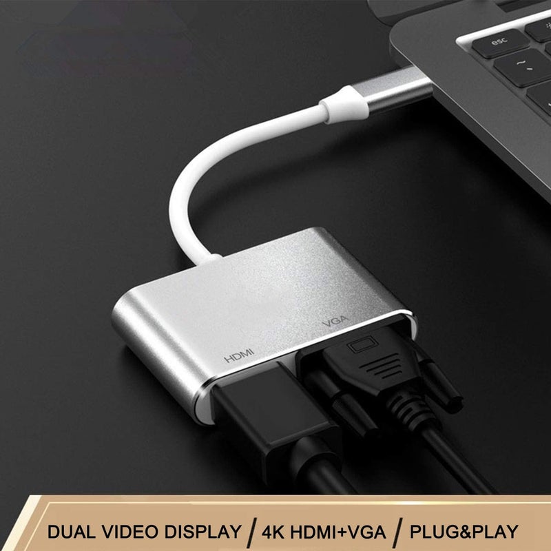 TELEKART Thunderbolt USB 3.1 Type-C to VGA with HDMI, USB 3.0 and Type-C Multiport for Display, Adapter Suitable for iOS - Image 3