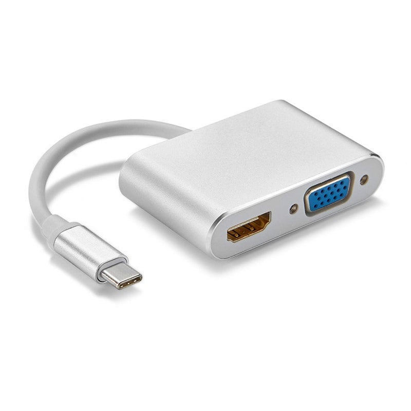 TELEKART Thunderbolt USB 3.1 Type-C to VGA with HDMI, USB 3.0 and Type-C Multiport for Display, Adapter Suitable for iOS - Image 1