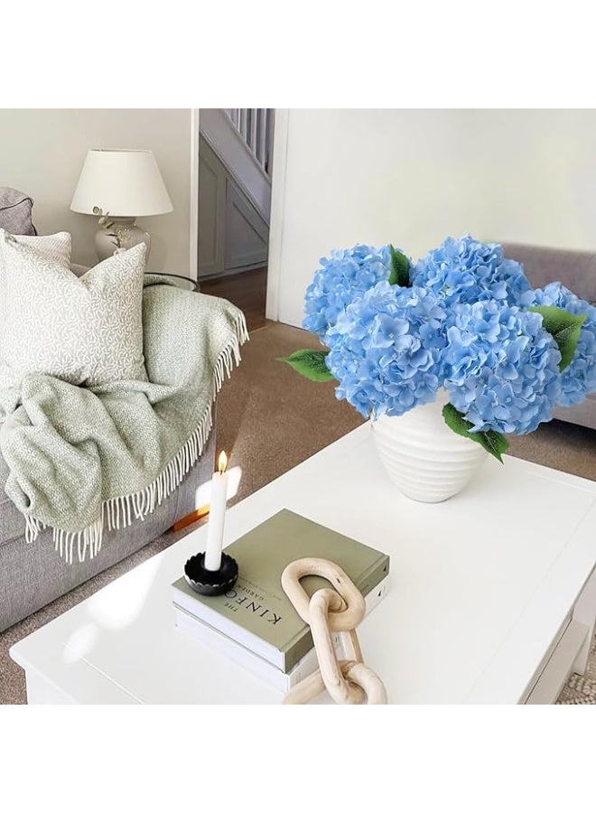 DUNISO 5 زهور هيدرانجيا زرقاء صناعية، زهور حرير كبيرة واقعية، يمكن استخدامها لحفلات الزفاف، تزيين المنزل، غرفة المعيشة، تزيين مكتب المكتب. - Image 3