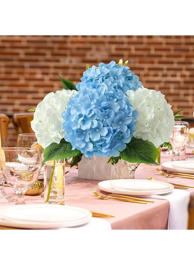 DUNISO 5 زهور هيدرانجيا زرقاء صناعية، زهور حرير كبيرة واقعية، يمكن استخدامها لحفلات الزفاف، تزيين المنزل، غرفة المعيشة، تزيين مكتب المكتب. - Image 4