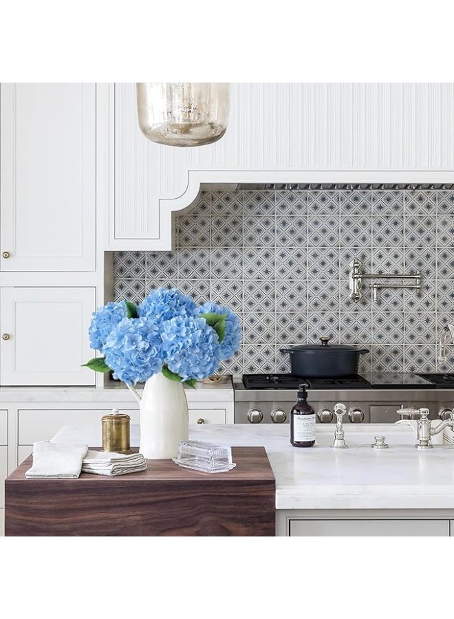 DUNISO 5 زهور هيدرانجيا زرقاء صناعية، زهور حرير كبيرة واقعية، يمكن استخدامها لحفلات الزفاف، تزيين المنزل، غرفة المعيشة، تزيين مكتب المكتب. - Image 5