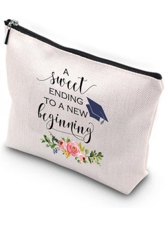 WCGXKO WCGXKO Graduation Gift A Sweet Ending To A New Beginning Zipper Makeup Bags Travel Toiletry Bag Accessories (A Sweet Ending) 