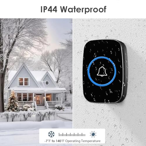Full House Wireless Doorbell, FullHouse Waterproof Door Bell Kit, Distinguish front and rear doors, Over 1000 feet Range and 60 Chime, 5 Levels Volume and LED Flash, for Home Office Classroom - Image 3