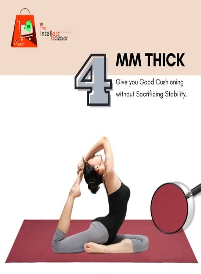 TIB Yoga Mat 4mm Anti-Skid EVA Yoga Mats for Women & Men with Strap | Anti Slip Exercise Mat - Maroon - Image 5