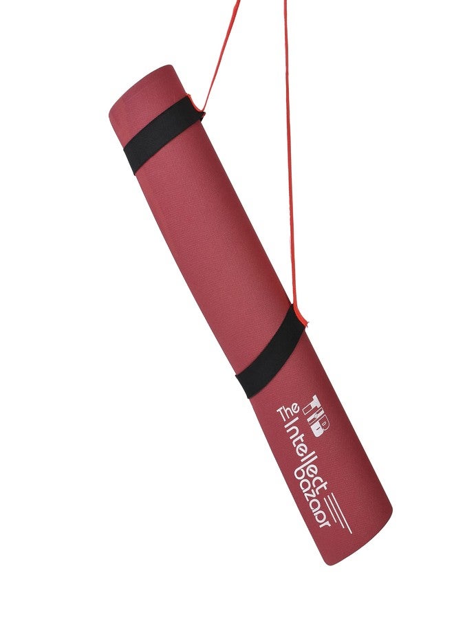 TIB Yoga Mat 4mm Anti-Skid EVA Yoga Mats for Women & Men with Strap | Anti Slip Exercise Mat - Maroon - Image 1