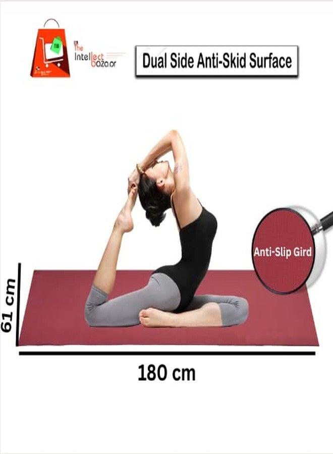 TIB Yoga Mat 4mm Anti-Skid EVA Yoga Mats for Women & Men with Strap | Anti Slip Exercise Mat - Maroon - Image 4