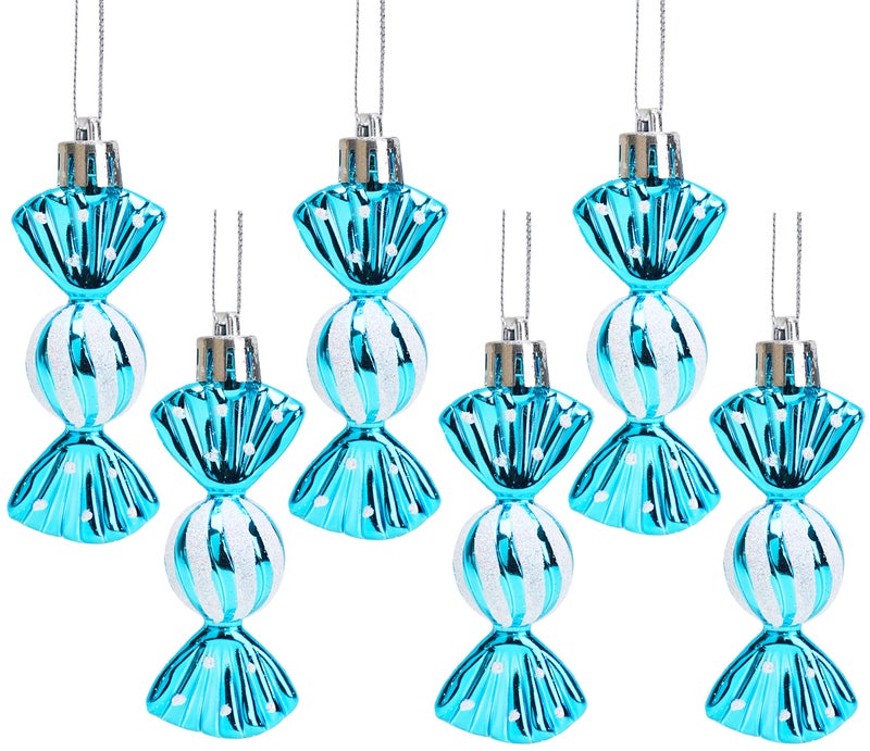 Christmas Concepts Pack of 680mm 32 Mini Sweet Shaped Baubles  Shiny  Glitter Decorated  Christmas Tree Decorations Turquoise